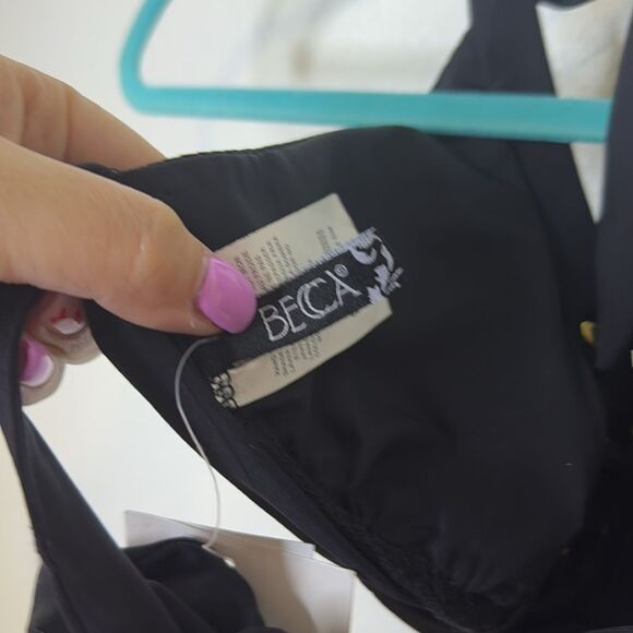 NWT- Becca-Modern Edge Halter- black with gold islets- bikini top- Size medium - Picture 9 of 11